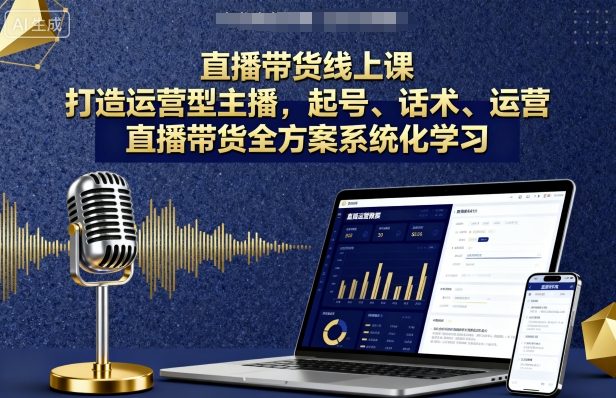 直播带货线上课，打造运营型主播，起号、话术、运营，直播带货全方案系统化学习-87创业网