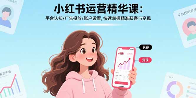 小红书运营精华课：平台认知/广告投放/账户设置,快速掌握精准获客与变现-87创业网