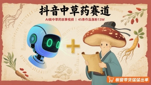 抖音中草药赛道，用AI做中草药故事视频，45条作品涨粉13W，橱窗带货猛猛出单-87创业网