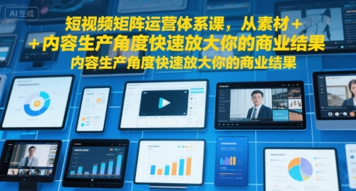 短视频矩阵运营体系课，从素材+内容生产角度快速放大你的商业结果-87创业网