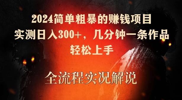 2024简单粗暴的赚钱项目，实测日入300+，几分钟一条作品，轻松上手【揭秘】-87创业网