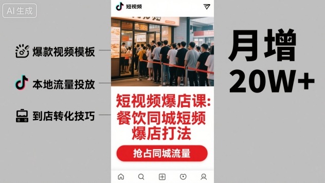 短视频爆店课，餐饮同城短视频爆店打法-87创业网