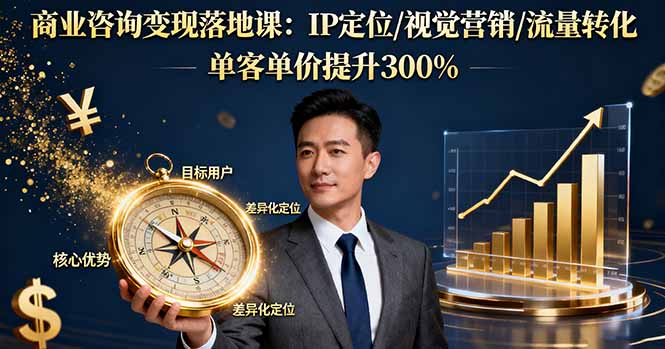 商业咨询变现落地课：IP定位/视觉营销/流量转化，单客单价提升300%-87创业网