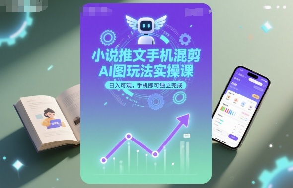 小说推文手机混剪AI图玩法实操课，日入可观，手机即可独立完成-87创业网