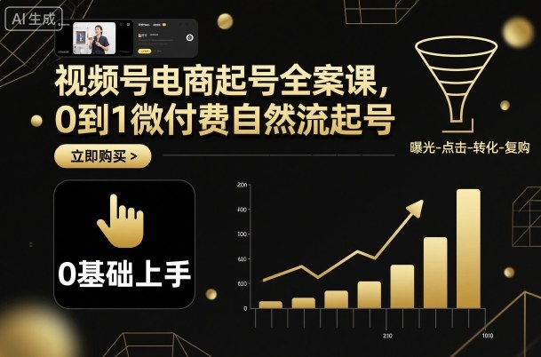 视频号电商起号全案课，0到1微付费自然流起号-87创业网