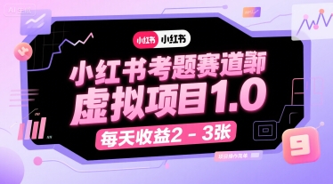 小红书考题赛道虚拟项目1.0，项目操作简单，每天收益2-3张-87创业网