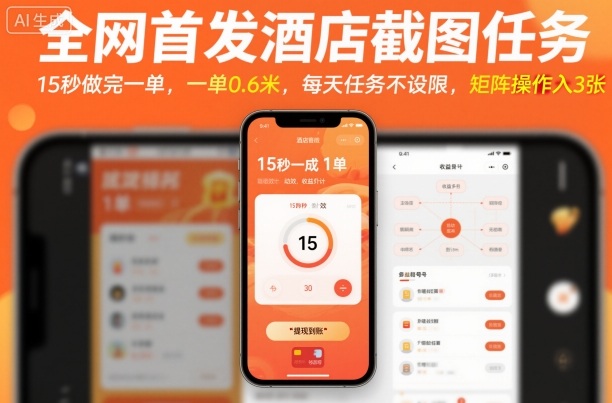 全网首发酒店截图任务，15秒做完一单，一单0.6米，每天任务不设限，矩阵操作日入3张【揭秘】-87创业网