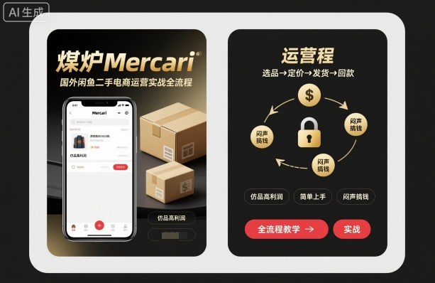 煤炉Mercari国外闲鱼二手电商运营实战全流程，仿品高利润，简单上手，闷声搞钱-87创业网