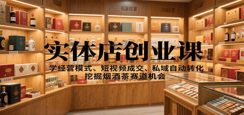 实体店创业课：学经营模式、短视频成交、私域自动转化，挖掘烟酒茶赛道机会-87创业网