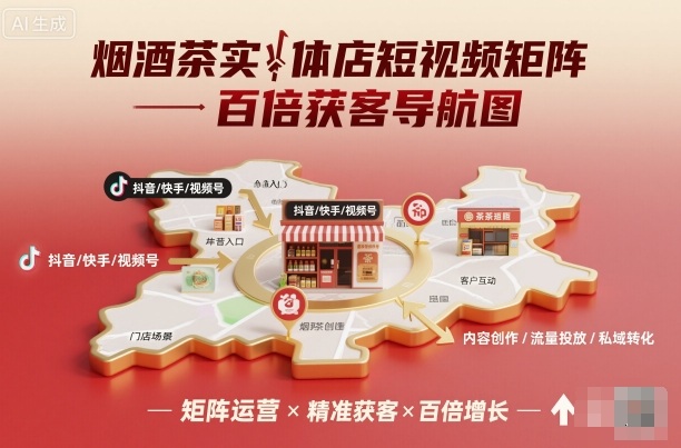 烟酒茶实体店短视频矩阵百倍获客导航图-87创业网