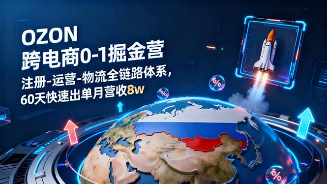 OZON跨境电商0-1掘金营：注册-运营-物流全链路体系，60天快速出单月营收8w-87创业网