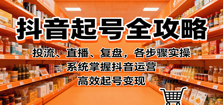 抖音起号全攻略，投流、直播、复盘，各步骤实操，系统掌握抖音运营，高效起号变现-87创业网