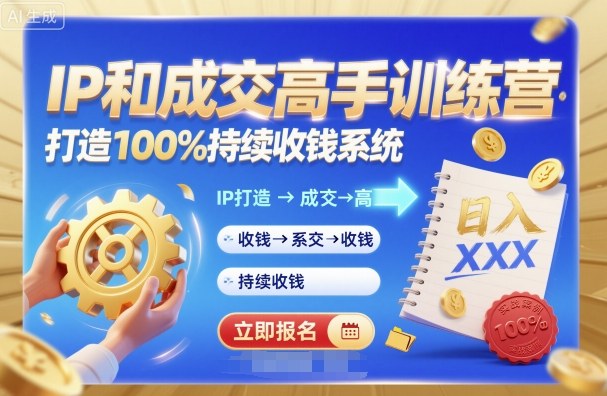 带你成为IP和成交高手的训练营，打造100%持续收钱系统-87创业网