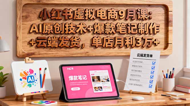 小红书虚拟电商9月课：AI原创技术+爆款笔记制作+云端发货，单店月利3万+-87创业网