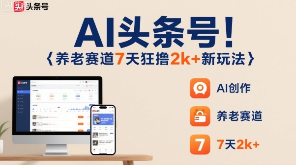 AI头条号，7天狂撸2k+，做养老赛道，新风口新玩法-87创业网