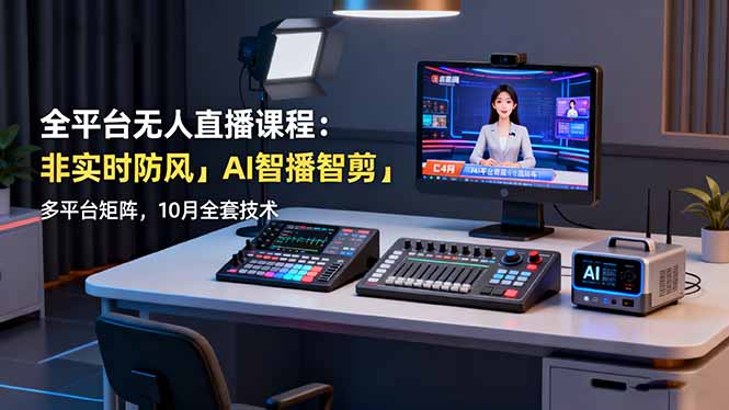 全平台无人直播课程：非实时防风＋AI智播智剪＋多平台矩阵，10月全套技术-87创业网
