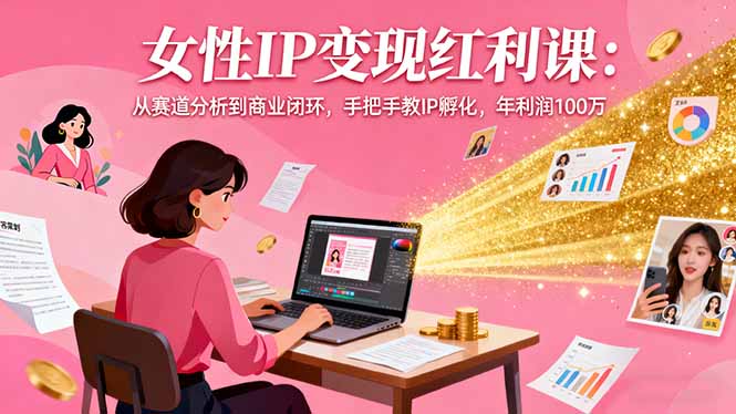 女性IP变现红利课：从赛道分析到商业闭环，手把手教IP孵化，年利润100万-87创业网