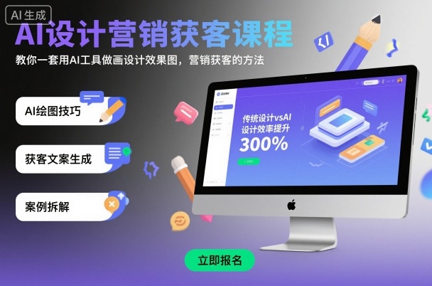 AI设计营销获客课程，教你一套用AI工具做画设计效果图，营销获客的方法-87创业网