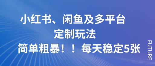 小红书、闲鱼及多平台定制玩法简单粗暴！每天稳定5张-87创业网