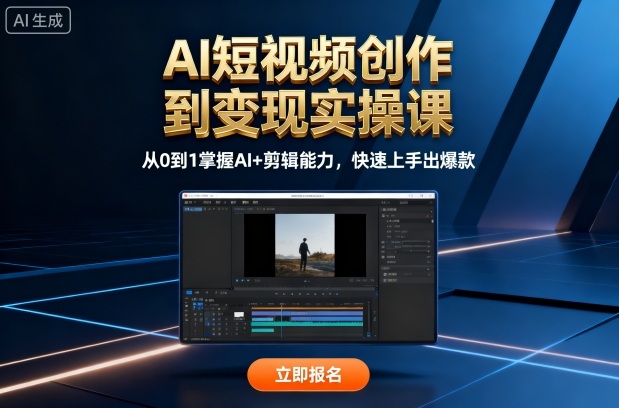 AI短视频创作到变现实操课，从0到1掌握AI+剪辑能力，快速上手出爆款(更新10月)-87创业网