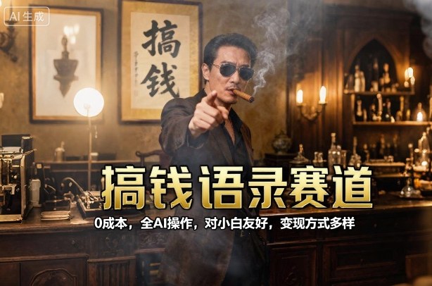 搞钱语录赛道，0成本，全AI操作，对小白友好，变现方式多样-87创业网