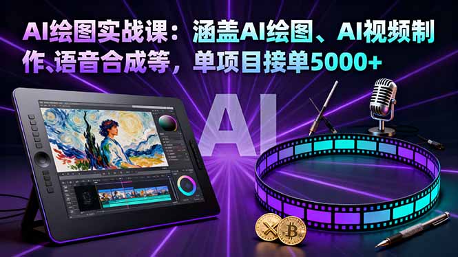 AI绘图实战课：涵盖AI绘图、AI视频制作、语音合成等，单项目接单5000+-87创业网