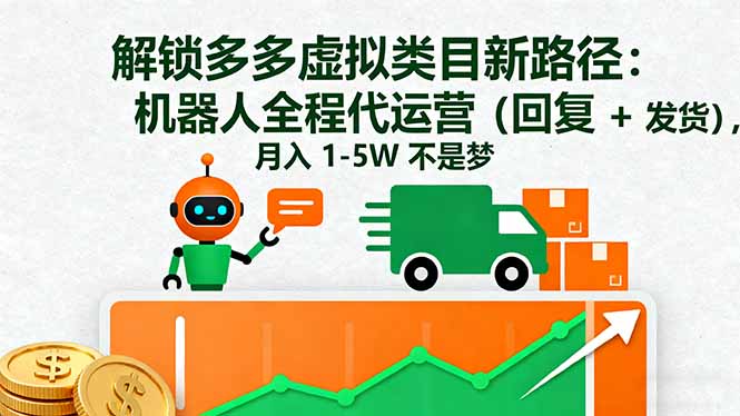 解锁多多虚拟类目新路径：机器人全程代运营(回复 + 发货-87创业网
