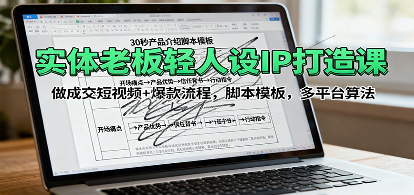 实体老板轻人设IP打造课：做成交短视频+爆款流程，脚本模板，多平台算法-87创业网