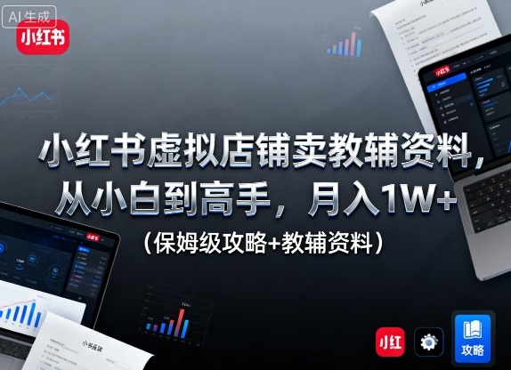 小红书虚拟店铺卖教辅资料，从小白到高手，月入1W+(保姆级攻略+教辅资料)-87创业网