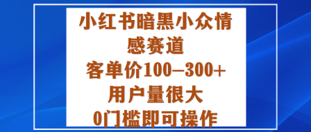 小红书暗黑小众情感赛道，客单价100-300+用户量很大，0门槛即可操作-87创业网