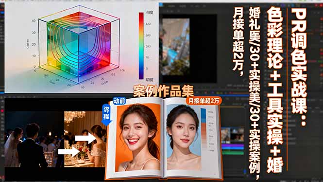 PR调色实战课：色彩理论+工具实操+婚礼医美/30+实操案例，月接单超2万-87创业网