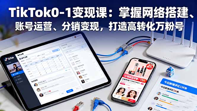 TikTok0-1变现课：掌握网络搭建、账号运营、分销变现，打造高转化万粉号-87创业网