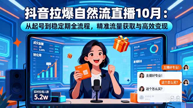 抖音拉爆自然流直播10月：从起号到稳定期全流程，精准流量获取与高效变现-87创业网