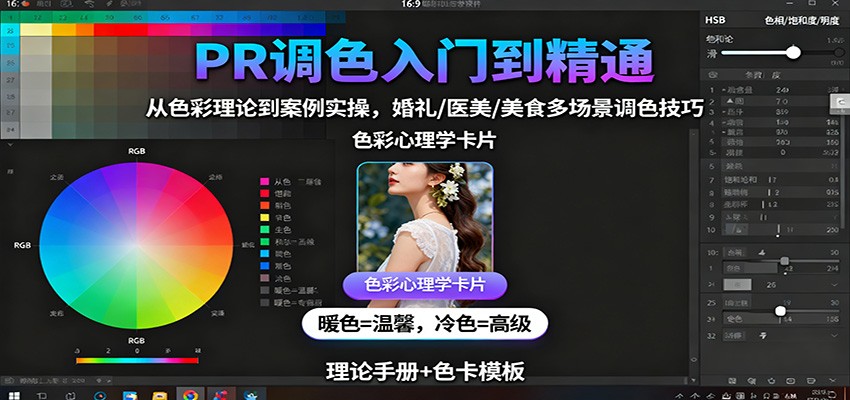 PR调色入门到精通：从色彩理论到案例实操，婚礼/医美/美食多场景调色技巧-87创业网