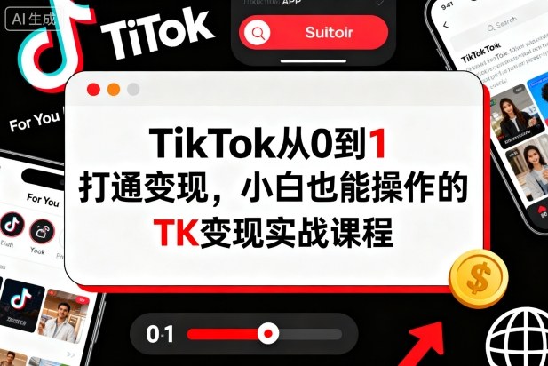 TikTok从0到1打通变现，小白也能操作的TK变现实战课程-87创业网