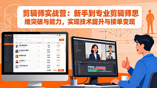 剪辑师实战营：新手到专业剪辑师思维突破与能力，实现技术提升与接单变现-87创业网