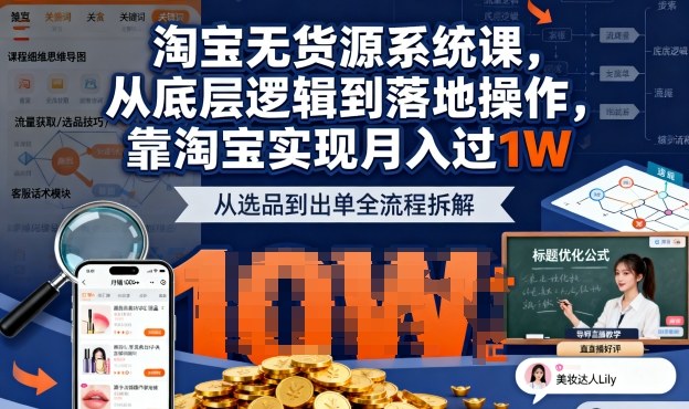 2025最新淘宝无货源系统课，从底层逻辑到落地操作，靠淘宝实现月入过1W-87创业网