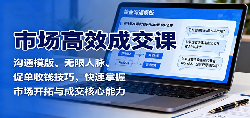 市场高效成交课：沟通模版、无限人脉、促单收钱技巧，快速掌握市场开拓与成交核心能力-87创业网