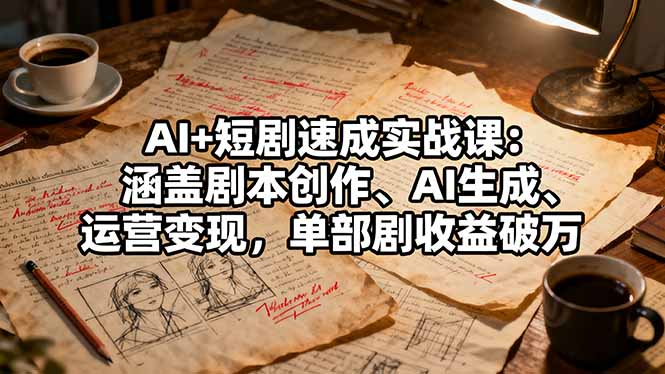 AI+短剧速成实战课：涵盖剧本创作、AI生成、运营变现，单部剧收益破万-87创业网