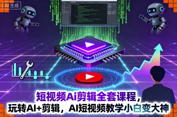 短视频Ai剪辑全套课程，玩转AI+剪辑，AI短视频教学小白变大神-87创业网