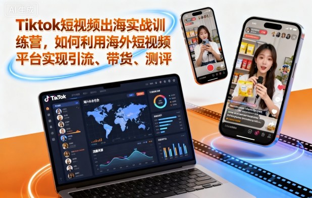 Tiktok短视频出海实战训练营，如何利用海外短视频平台实现引流、带货、测评-87创业网