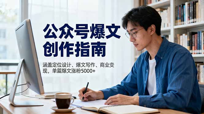 公众号爆文创作指南，涵盖定位设计+爆文写作+商业变现，单篇爆文涨粉5000+-87创业网