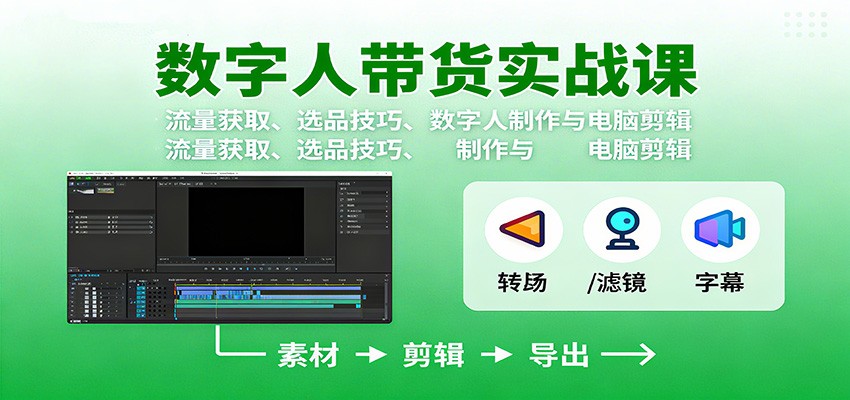 数字人变现实战课：流量获取、选品技巧、数字人制作与电脑剪辑-87创业网