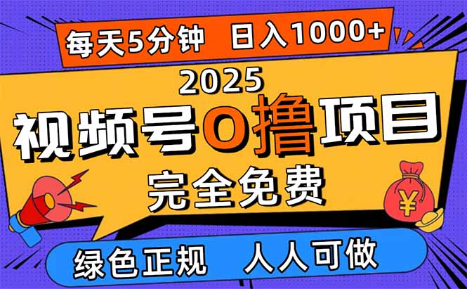 2025视频号0撸项目，5分钟一个号，日入1000+，人人可做-87创业网