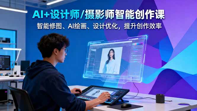 AI+设计师/摄影师智能创作课：智能修图、AI绘画、设计优化，提升创作效率-87创业网