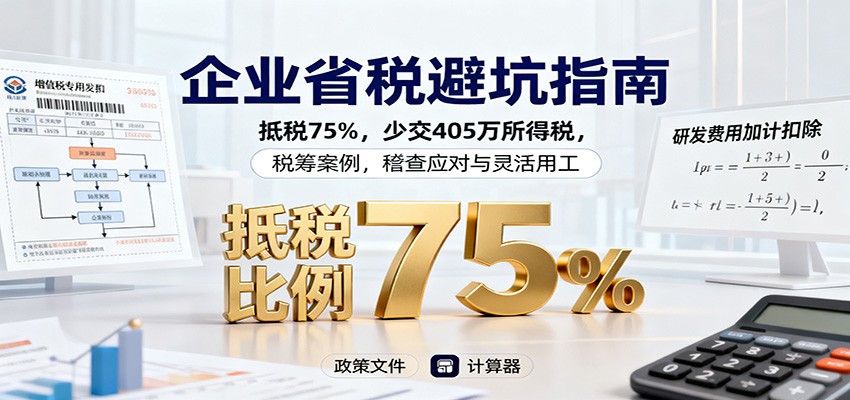 企业省税避坑指南：抵税75%，少交405万所得税，税筹案例，稽查应对与灵活用工-87创业网