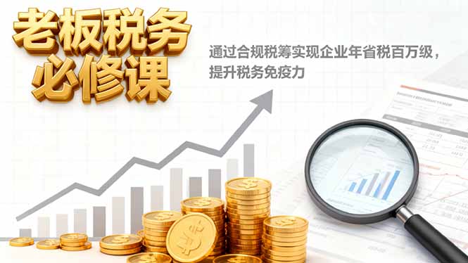 老板税务必修课，通过合规税筹实现企业年省税百万级，提升税务免疫力-87创业网