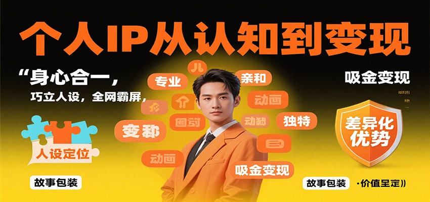 个人IP从认知到变现，身心合一，巧立人设，全网霸屏，吸金变现-87创业网