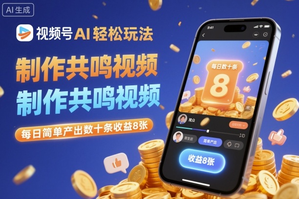 视频号AI轻松玩法，制作共鸣视频，每日简单产出数十条收益8张-87创业网