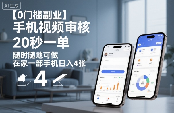 【0门槛副业】手机视频审核，20秒一单，随时随地可做，在家一部手机日入4张【揭秘】-87创业网